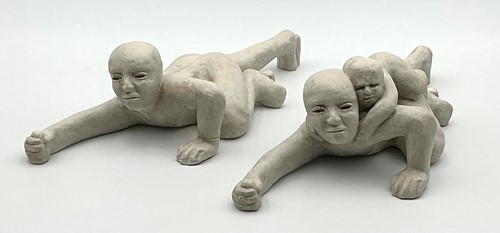 Lot 19 - Two unusual plaster and composite climbing wall sculptures, circa 1991
