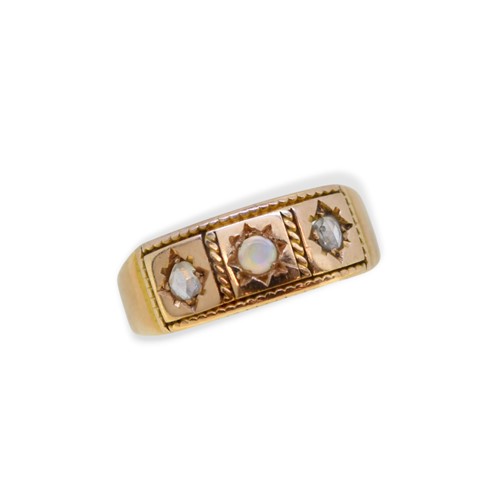 Lot 22 - A 15ct gold opal and diamond ring
