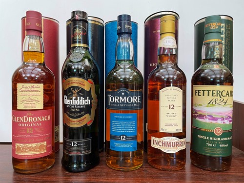 Lot 163 - Single Malt Scotch Whisky, 12 Year Olds, 5 bottles