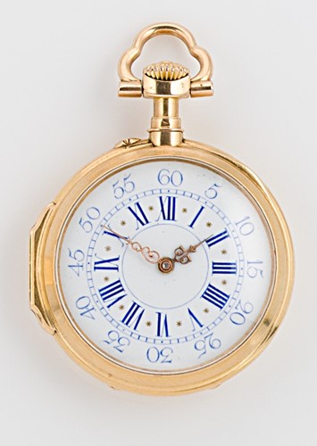 Lot 233 - Unsigned - A late 19th century French metalwares 18ct gold open faced pocket watch