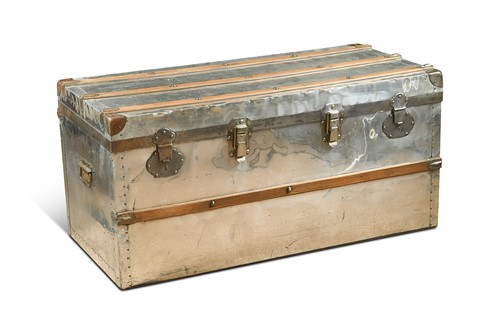 Lot 436 - A polished and banded aluminium trunk