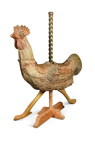 Lot 660 - An unusual two-person fairground cockerel, late 19th century