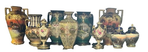 Lot 62 - Four pairs of Noritake vases and two others (10)