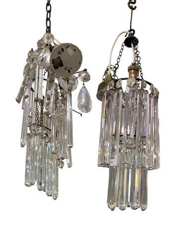 Lot 571 - A pair of cut glass chandeliers