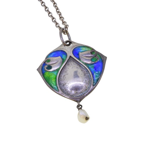 Lot 309 - Murrle Bennett and Co., a silver and enamelled Art Nouveau pendant