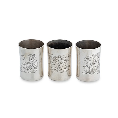 Lot 301 - Albert George Brooker, a trio of silver beakers
