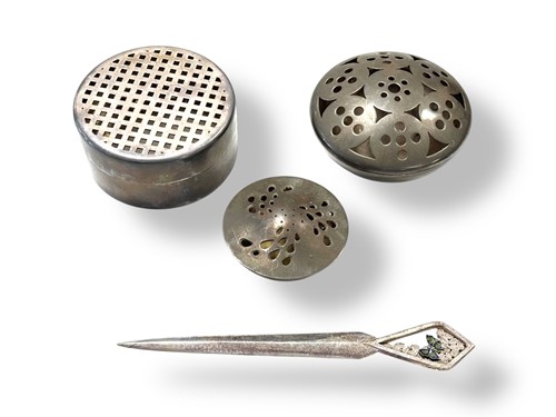 Lot 205 - Three modern silver pot pourri bowls and covers