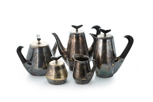 Lot 253 - A Bauhaus-style silver-plated part coffee service, circa 1930