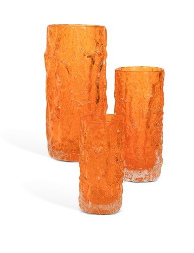 Lot 27 - Geoffrey Baxter for Whitefriars, a set of three graduating ‘Bark’ vases