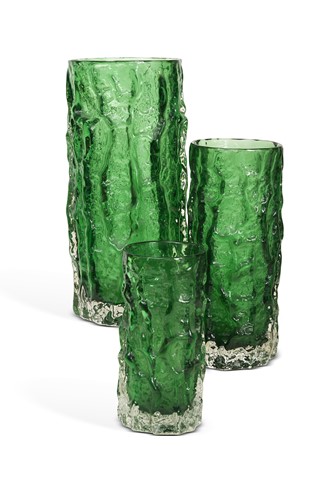Lot 28 - Geoffrey Baxter for Whitefriars, a set of three graduating ‘Bark’ vases