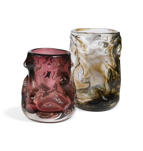 Lot 16 - Geoffrey Baxter for Whitefriars, two ‘Knobbly’ glass vases