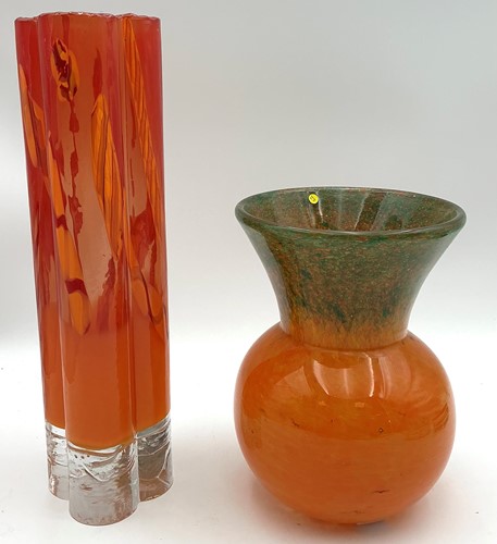 Lot 4 - A mid-century studio glass vase, in orange...