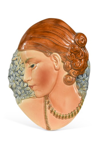 Lot 84 - A Beswick 'Hyacinth Lady' pottery wall plaque, circa 1930s