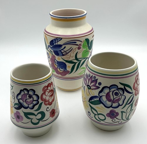 Lot 42 - Poole Pottery, three pottery vases