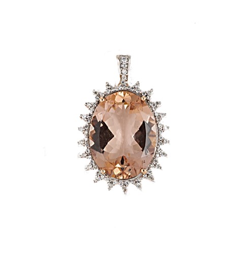 Lot 46 - An 18ct rose gold morganite and diamond cluster pendant