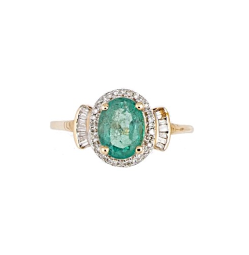 Lot 124 - A 14ct gold emerald and diamond ring