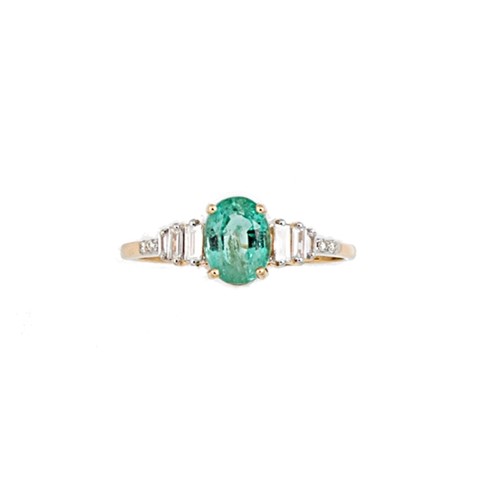 Lot 130 - An 18ct yellow gold emerald and diamond ring