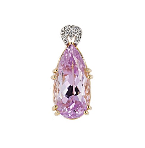 Lot 50 - A 14ct gold kunzite and diamond pendant