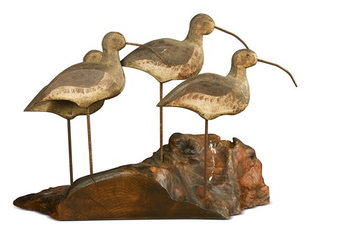 Lot 172 - A group of four carved wood shorebirds in the manner of Guy Taplin