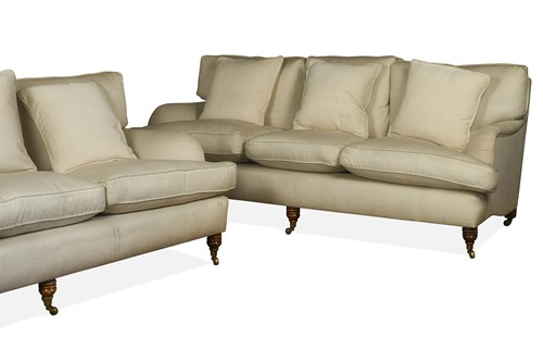 Lot 471 - A pair of bespoke three seat sofas by 'Andrew Morgan Sofas', modern