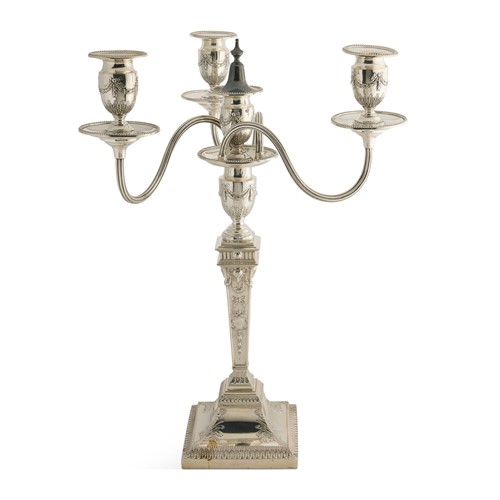 Lot 420 - A Victorian silver four light candelabrum