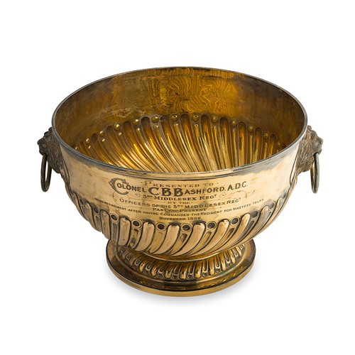 Lot 426 - Of military interest (Middlesex Regiment) - A Victorian silver gilt presentation punchbowl