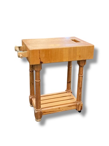 Lot 413 - A reproduction end-grain butchers block with...