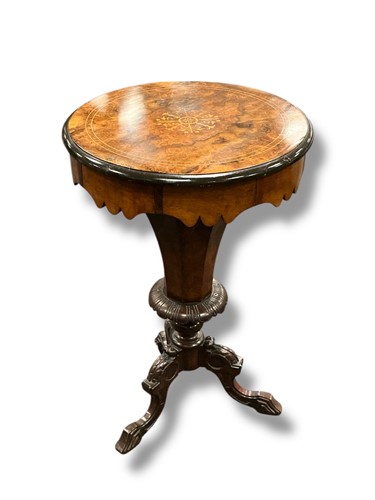 Lot 450 - A Victorian burr walnut topped work table with...