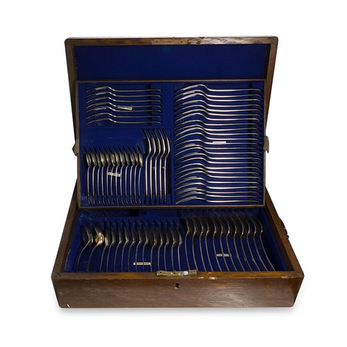 Lot 401 - A 74-piece mixed set of 19th century silver flatware