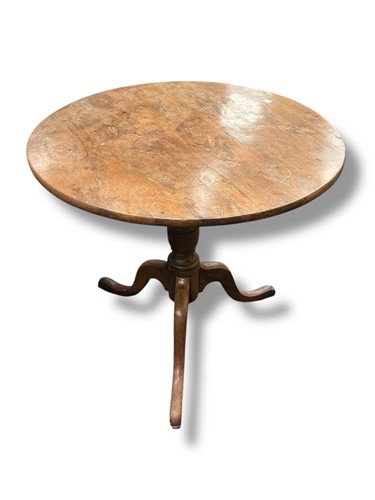 Lot 445 - A late George III yew wood tripod table,...