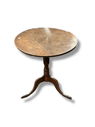 Lot 422 - A 19th century yew and oak tripod table,...