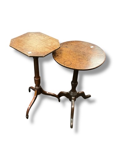 Lot 465 - Two 19th century mahogany tripod tables, with...