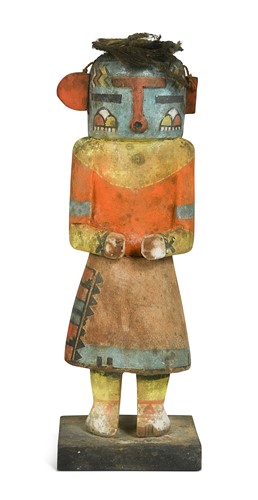 Lot 698 - A native American Hopi carved wood and painted Kachina figure, mid-20th century
