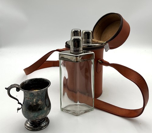 Lot 300 - Silver Christening mug, and a Swaine Adeney...