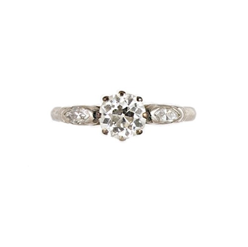 Lot 164 - A diamond solitaire ring with diamond set shoulders