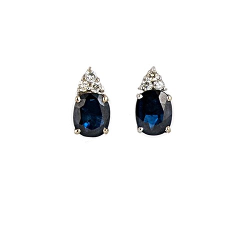 Lot 120 - A pair of sapphire and diamond ear studs