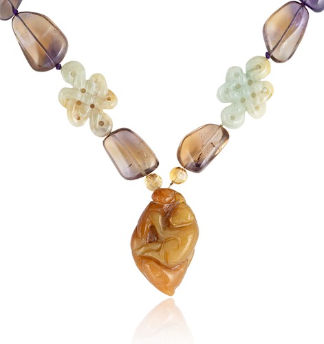Lot 15 - Kim Poor - A jade and ametrine necklace