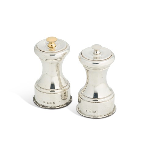 Lot 464 - A pair of Elizabeth II silver salt and pepper mills