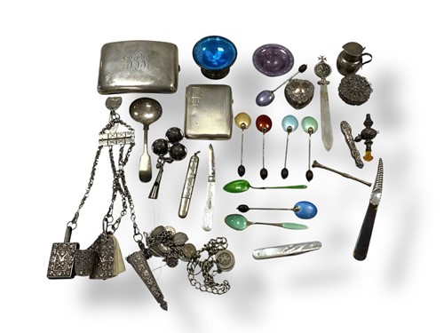Lot 294 - A collection of silverware including cigarette...