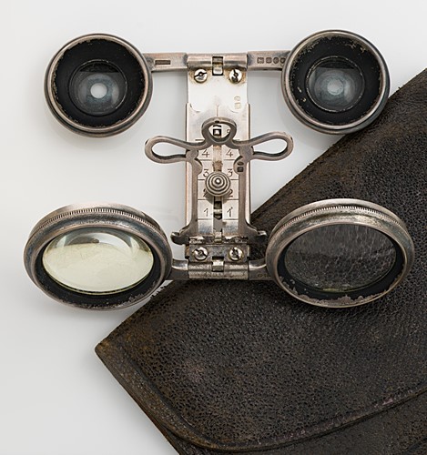 Lot 330 - A pair of Victorian silver folding opera glasses