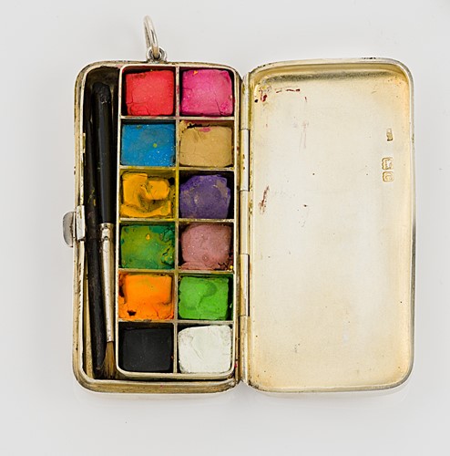Lot 292 - A Victorian silver miniature paint box