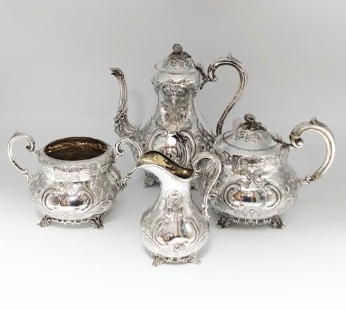 Lot 342 - A Victorian EPNS four piece teaset with Rococo...