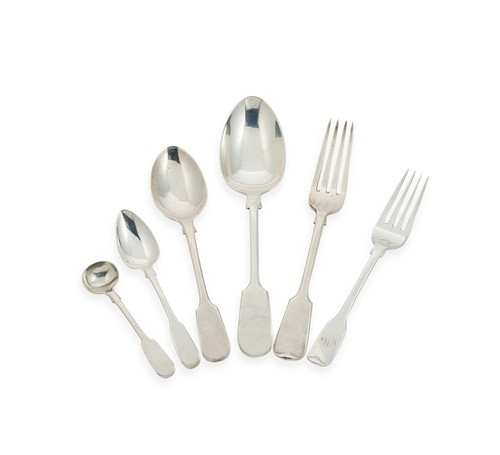 Lot 427 - A 51-piece mixed set of 19th century and later silver flatware