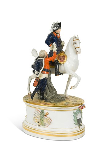 Lot 609 - A Meissen porcelain figural group of King Frederick II of Prussia