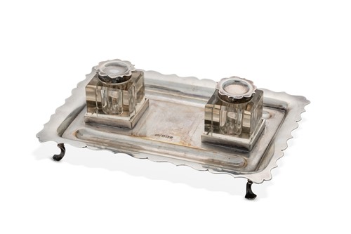 Lot 452 - A George V silver desk inkstand