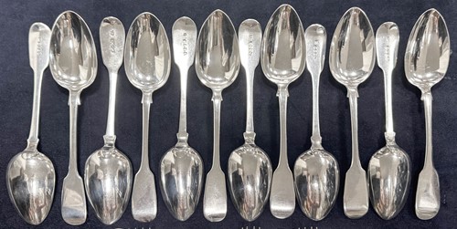 Lot 421 - A 65-piece mixed set of mainly 19th century silver flatware
