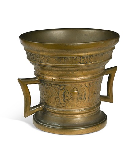 Lot 364 - A French bell metal mortar, dated '1565'