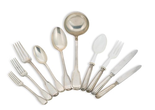 Lot 377 - A 35-piece set of Italian metalwares silver cutlery and flatware