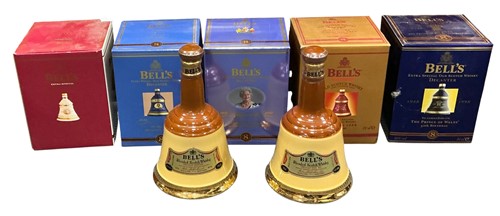 Lot 227 - Bells Wade Commemorative Whisky Decanters x7,...