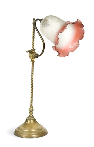 Lot 616 - A brass adjustable reading lamp, late 19th century